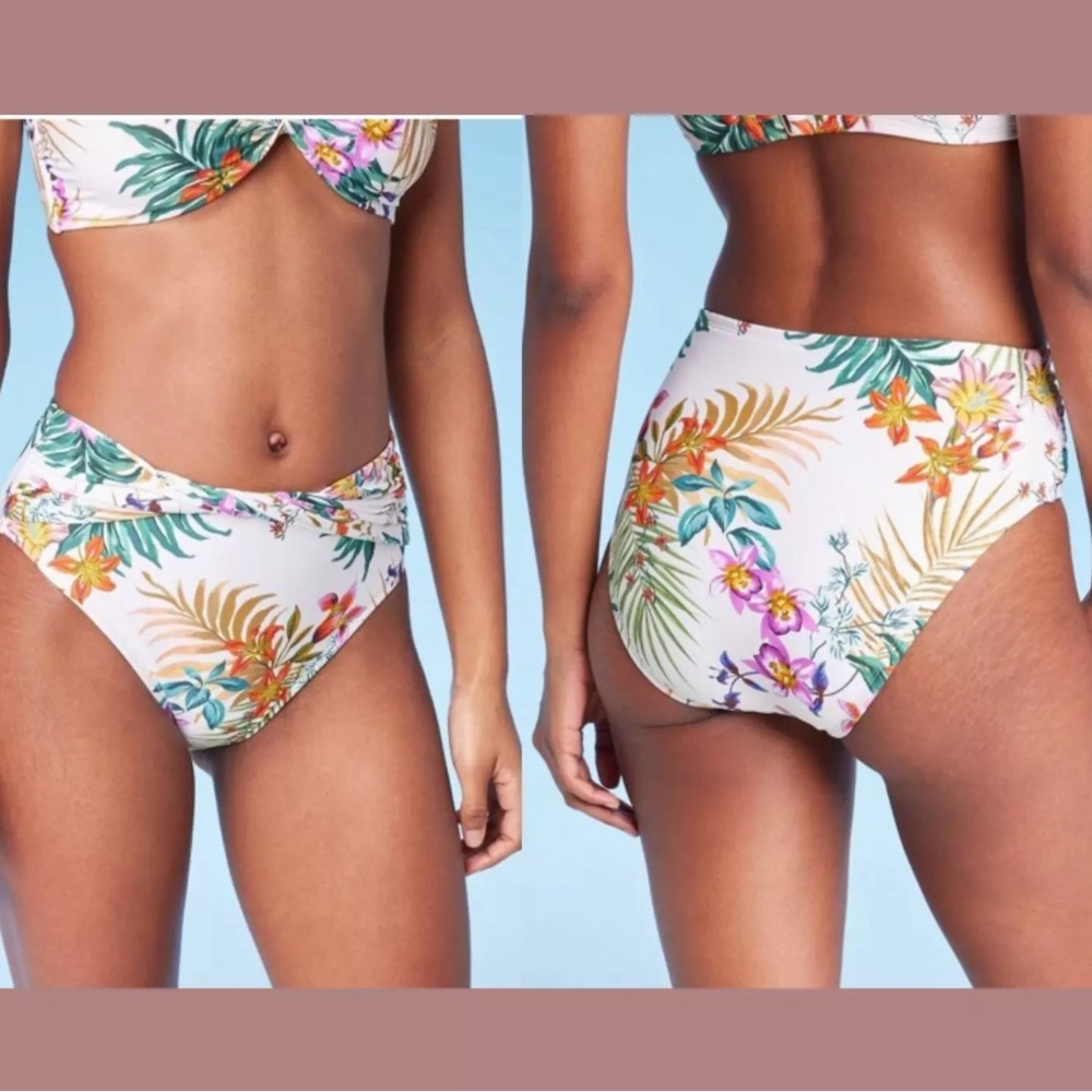 Shade & Shore Twist-Front High Waist Bikini Bottom Size Large